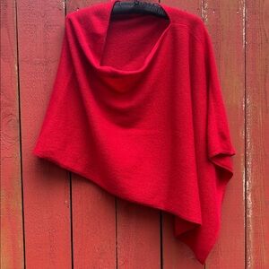 100% Cashmere Cozee Cashmere Poncho in Rich Red.  Soft & Luxurious!